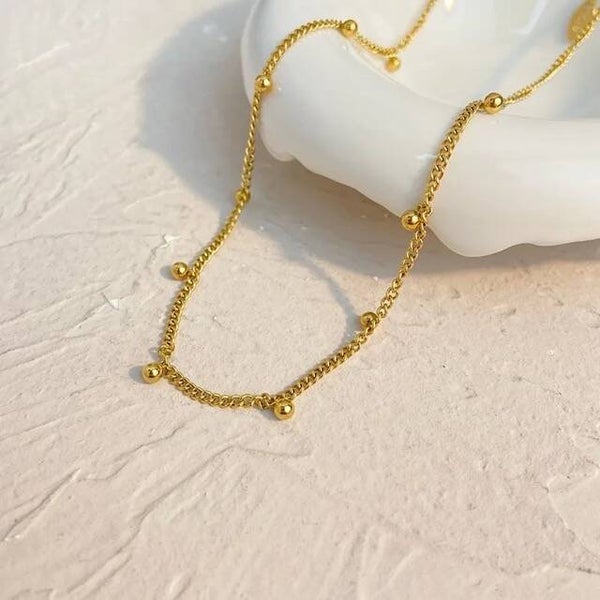 Ball and Chain Necklace  18k Gold Plated