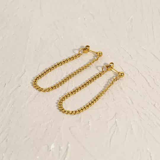 Don't Leave Me Hanging Minimal Long Chain Earrings 18k Gold Plated