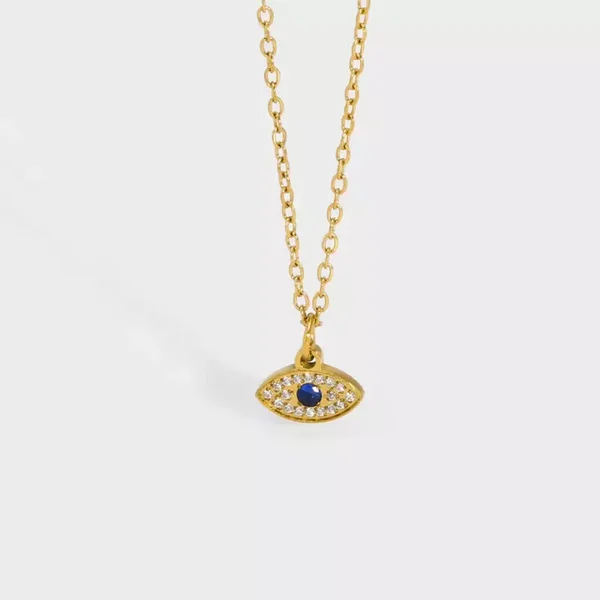 Good Vibes Only Evil Eye Necklace 18k Gold Plated