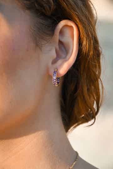 Crystallized Hoop Earrings in Lavander 18k Gold Plated
