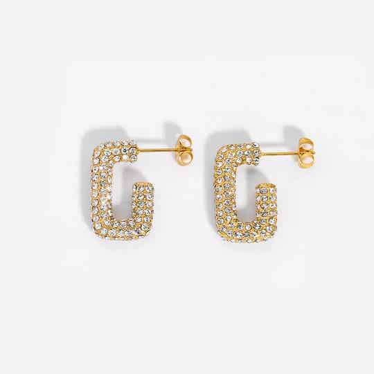 G is For Glamour G-Shaped Hoop Earrings 18k Gold Plated