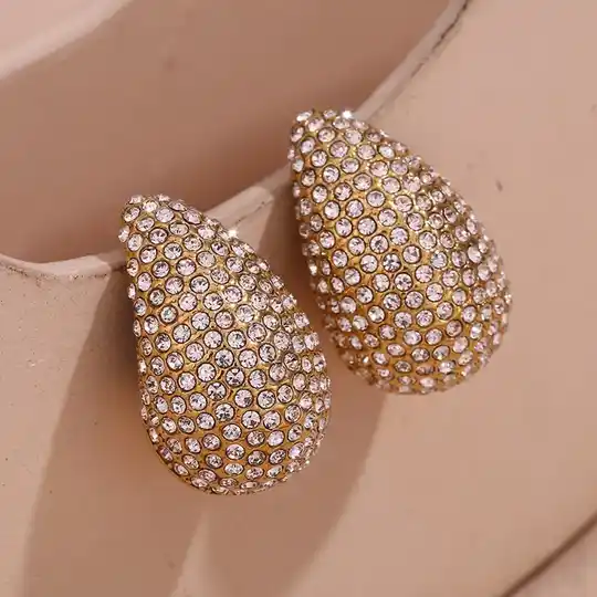 Bedazzled Drop Earrings 18kt Gold Plated