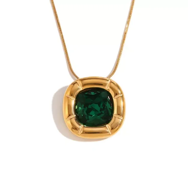 Regal Statement Necklace in Emerald Green 18k Gold Plated
