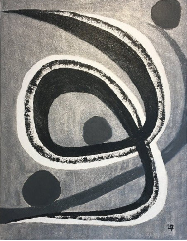 LALLEMENT Martine. - Suivre la courbe -  Techniques mixtes sur Toile