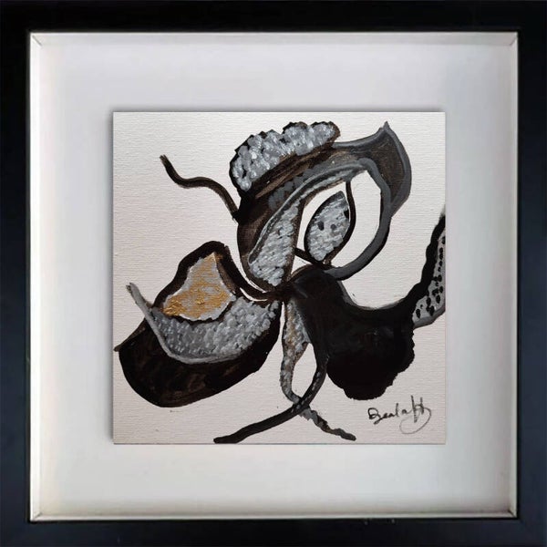 BEALAFF-GIROTTO Béa - La fleur qui marche, tableau, encre sur carton entoilé