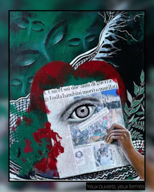 COCCINA Claudia - Yeux ouverts, yeux fermés   (Techniques mixtes sur toile)