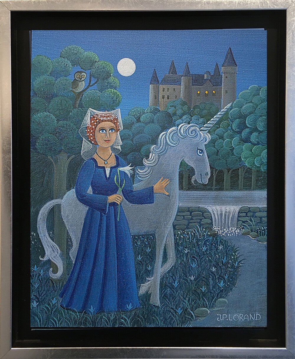 LORAND Jean-Pierre - La dame à la licorne  (Acrylique sur toile)
