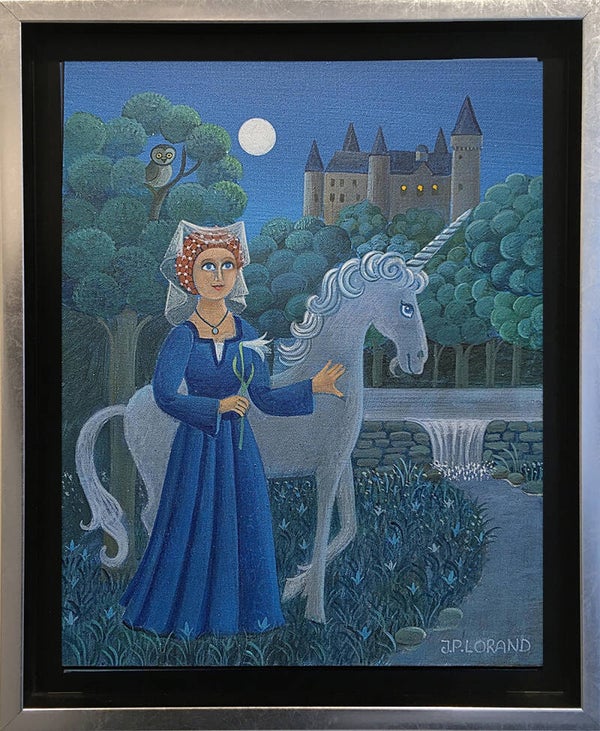 LORAND Jean-Pierre - La dame à la licorne  (Acrylique sur toile)