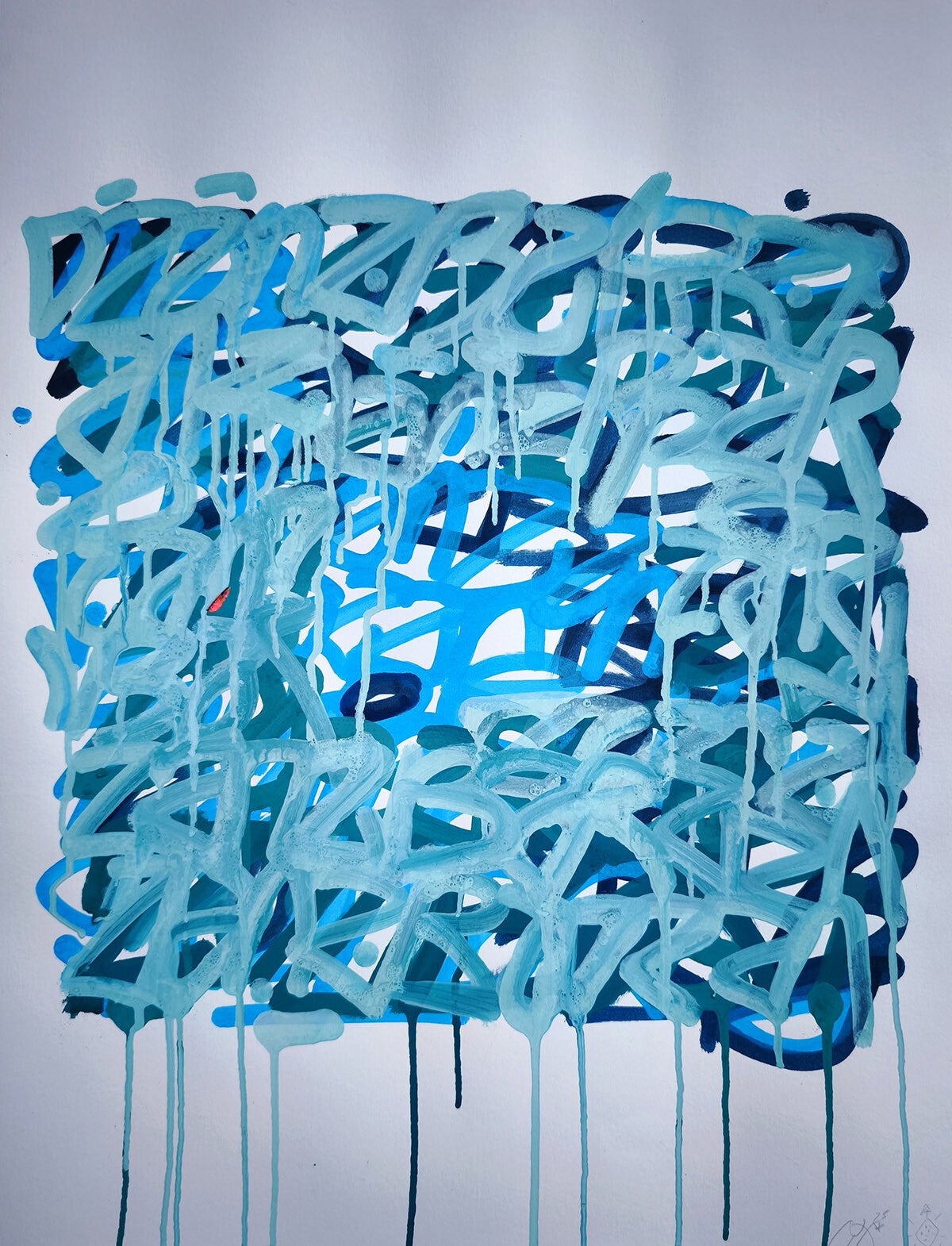 LYX - Red fish, acrylique / Papier arches