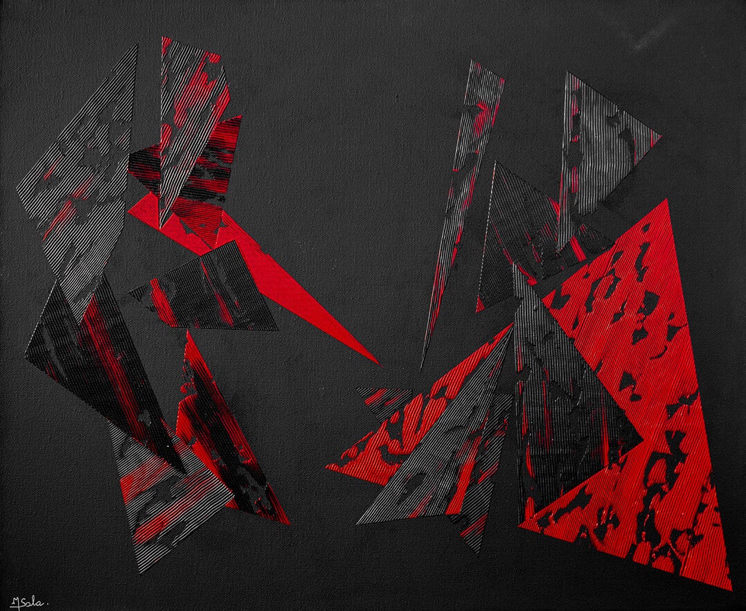 SALA Michèle. - Rencontre - noir - abstrait, Acrylique sur Toile