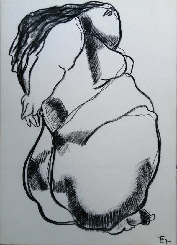 FANG Marie - Un temps d'arrêt, Dessin, fusain sur papier