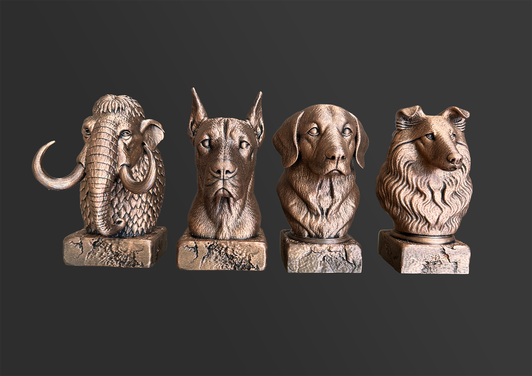 Dierenbeeldjes gebronsd