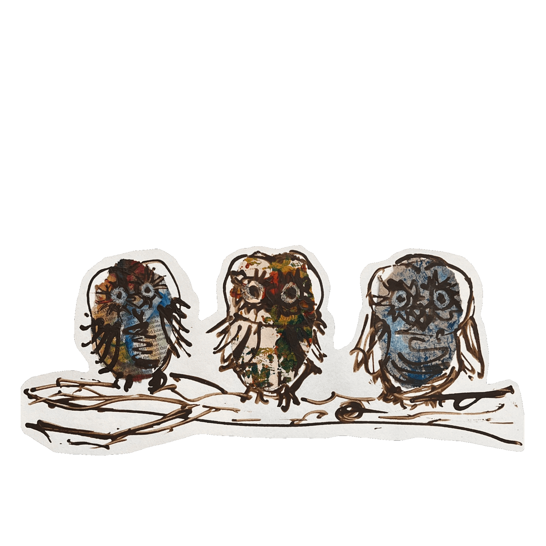 Three Owls Blinking Collage gif Helen Houghton