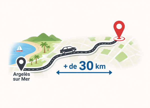 Supplément distance +30kms d'Argeles sur mer