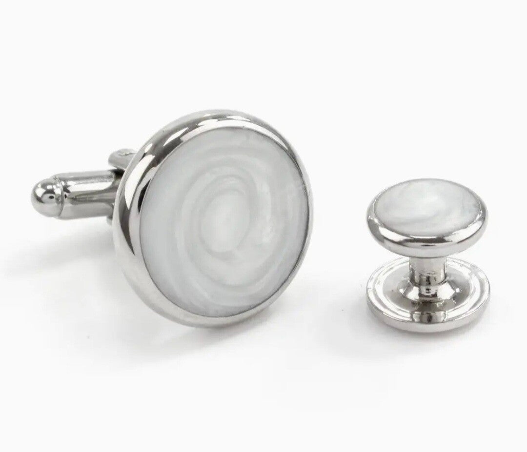Mother of Pearl Effect Insert Cufflinks and Dress Stud Set
