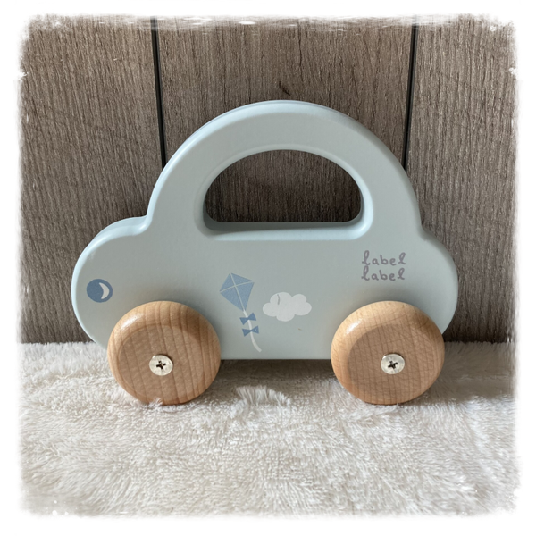 Label Label auto blauw met naam