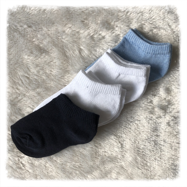 Enkelsokjes blauw/wit (4 paar)