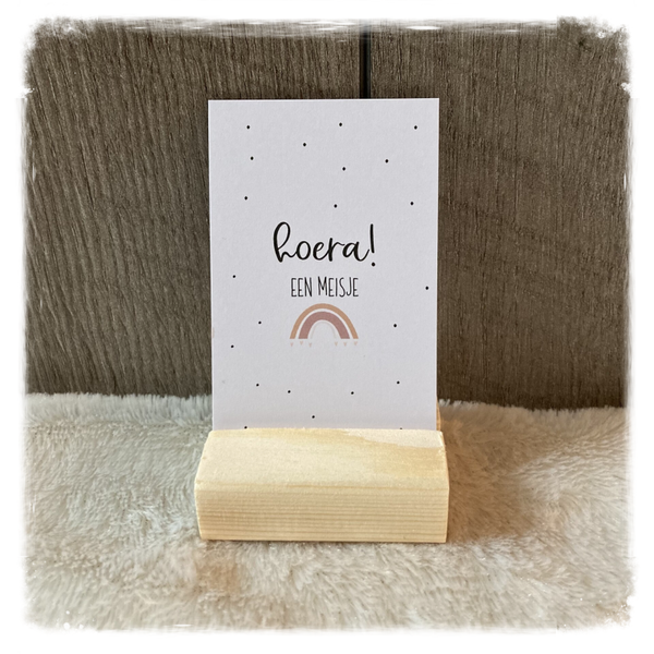 Minikaartje 'Hoera een meisje' regenboog