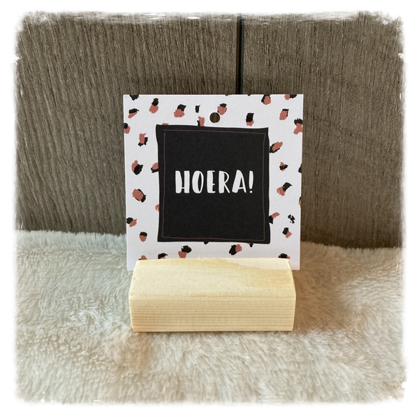 Minikaartje vierkant 'Hoera'