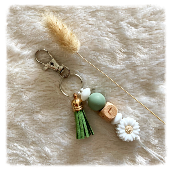 Sleutelhanger bloem wit