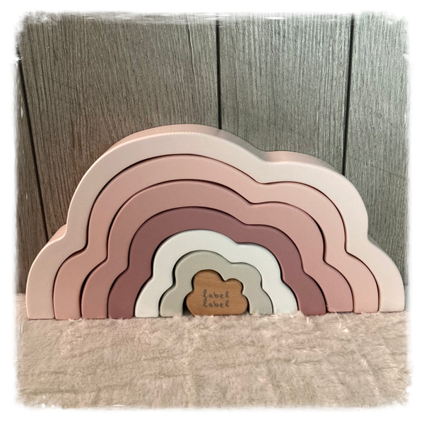 Label Label regenboog roze (met naam)