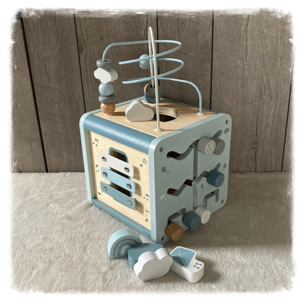 Label Label Activity Cube blauw (met naam)