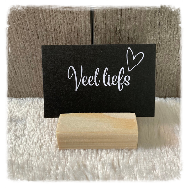 Minikaartje 'Veel liefs' zwart