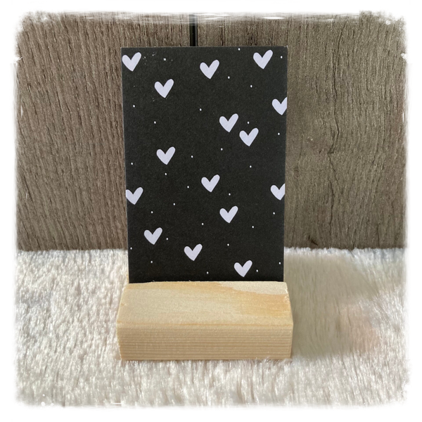 Minikaartje 'Hartjes' zwart/wit
