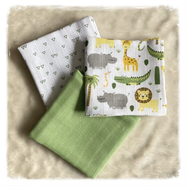 Hydrofieldoeken Dieren/Driehoekjes/Groen