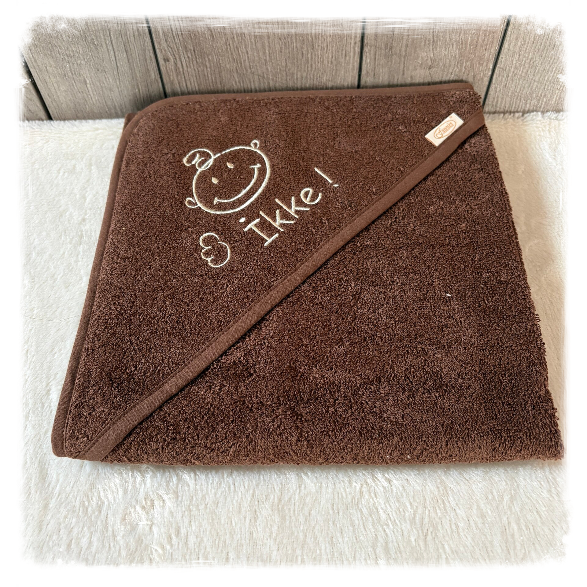 Funnies Badcape Bruin (met naam)