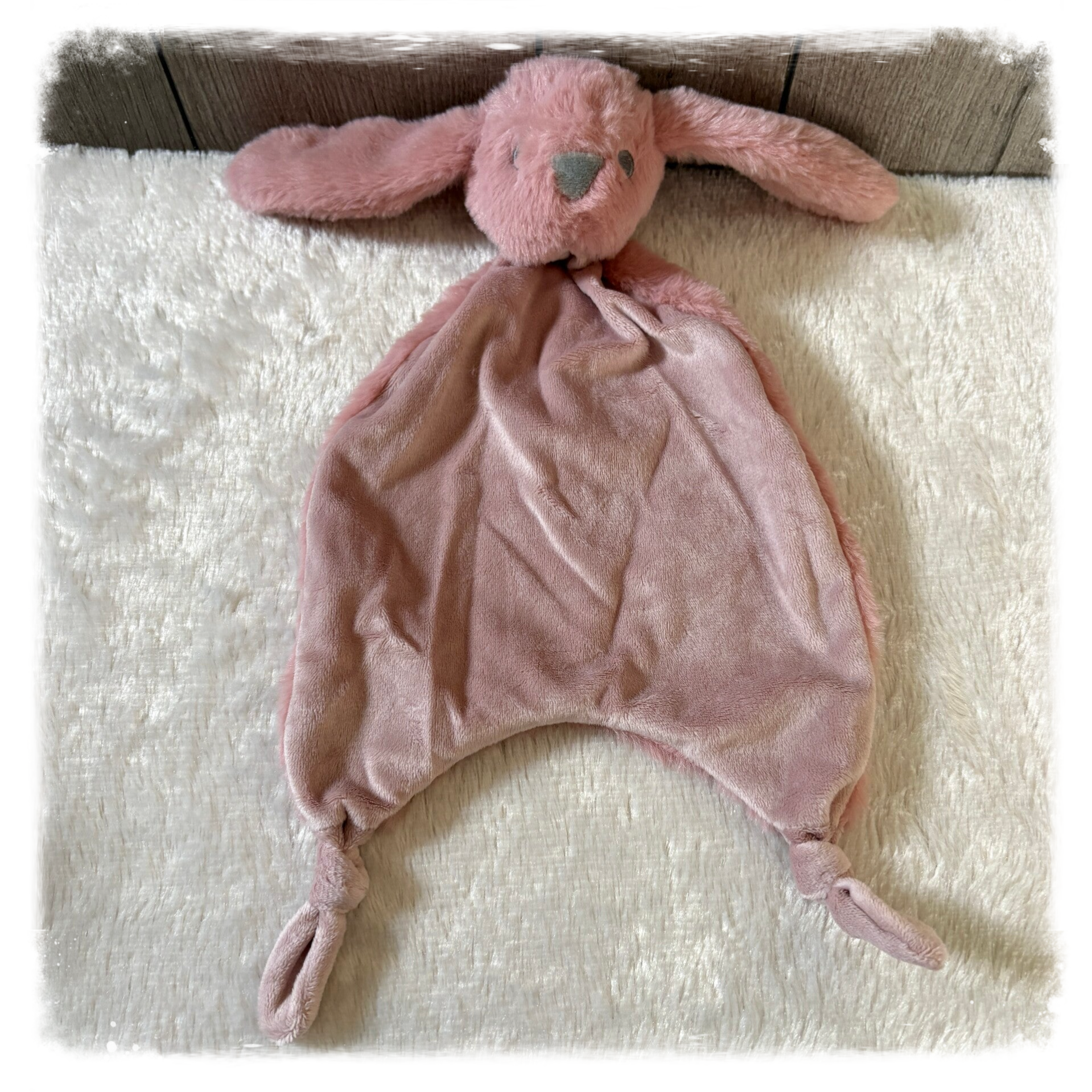 Knuffeldoekje konijn roze 38cm