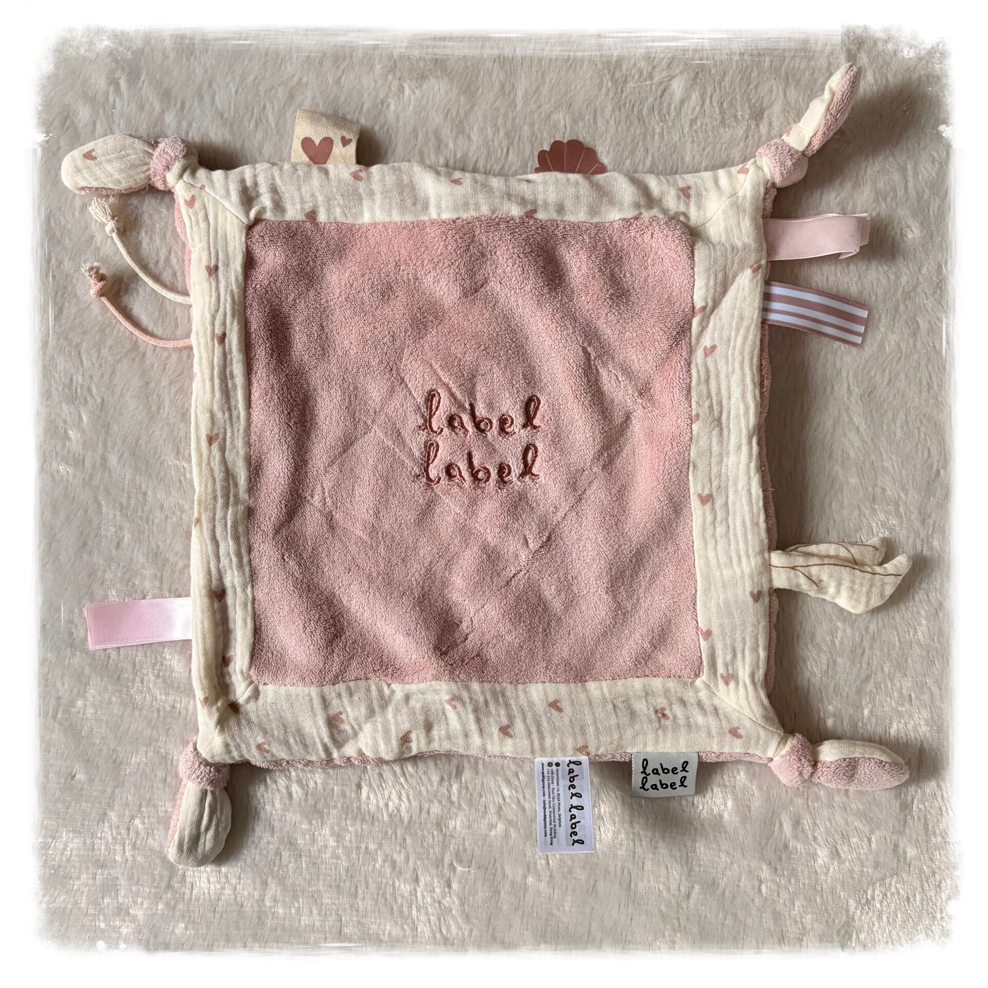 Label Label knuffeldoek roze (met naam)