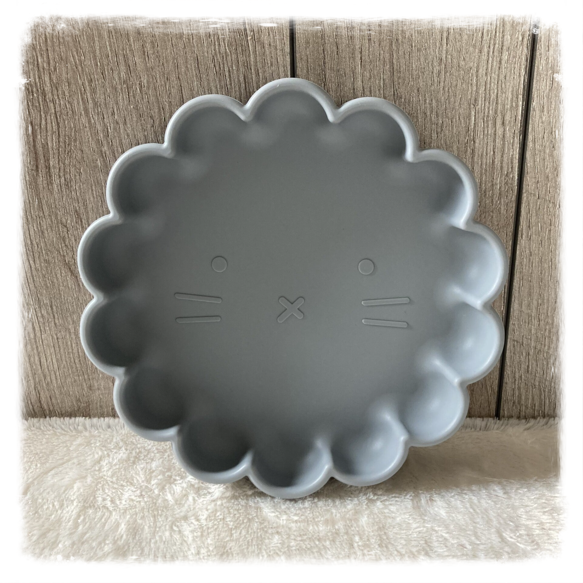 Siliconen Bordje Leeuw - Blauwgrijs
