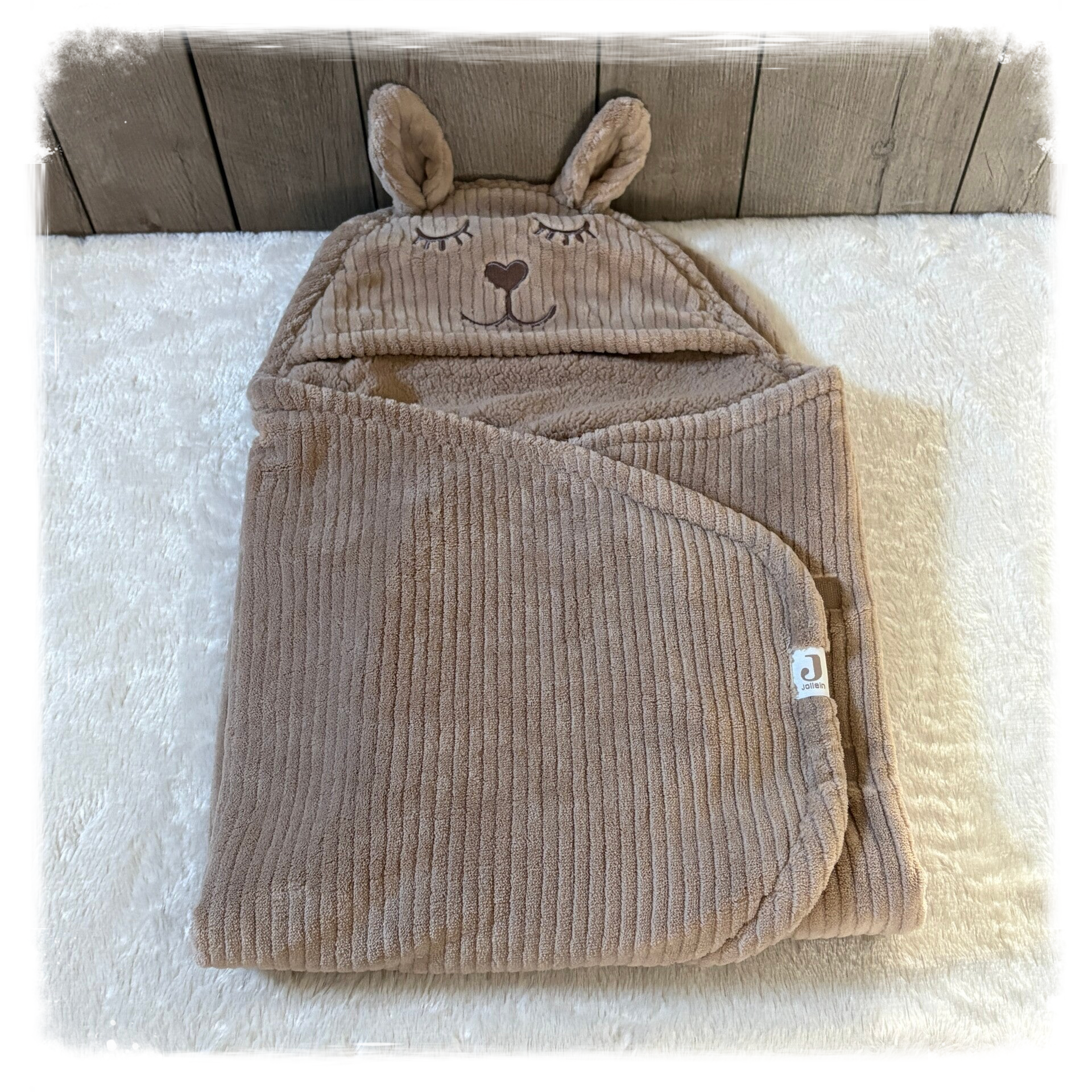 Jollein Wikkeldeken Bunny Cloudy Rib - Milky Coffee
