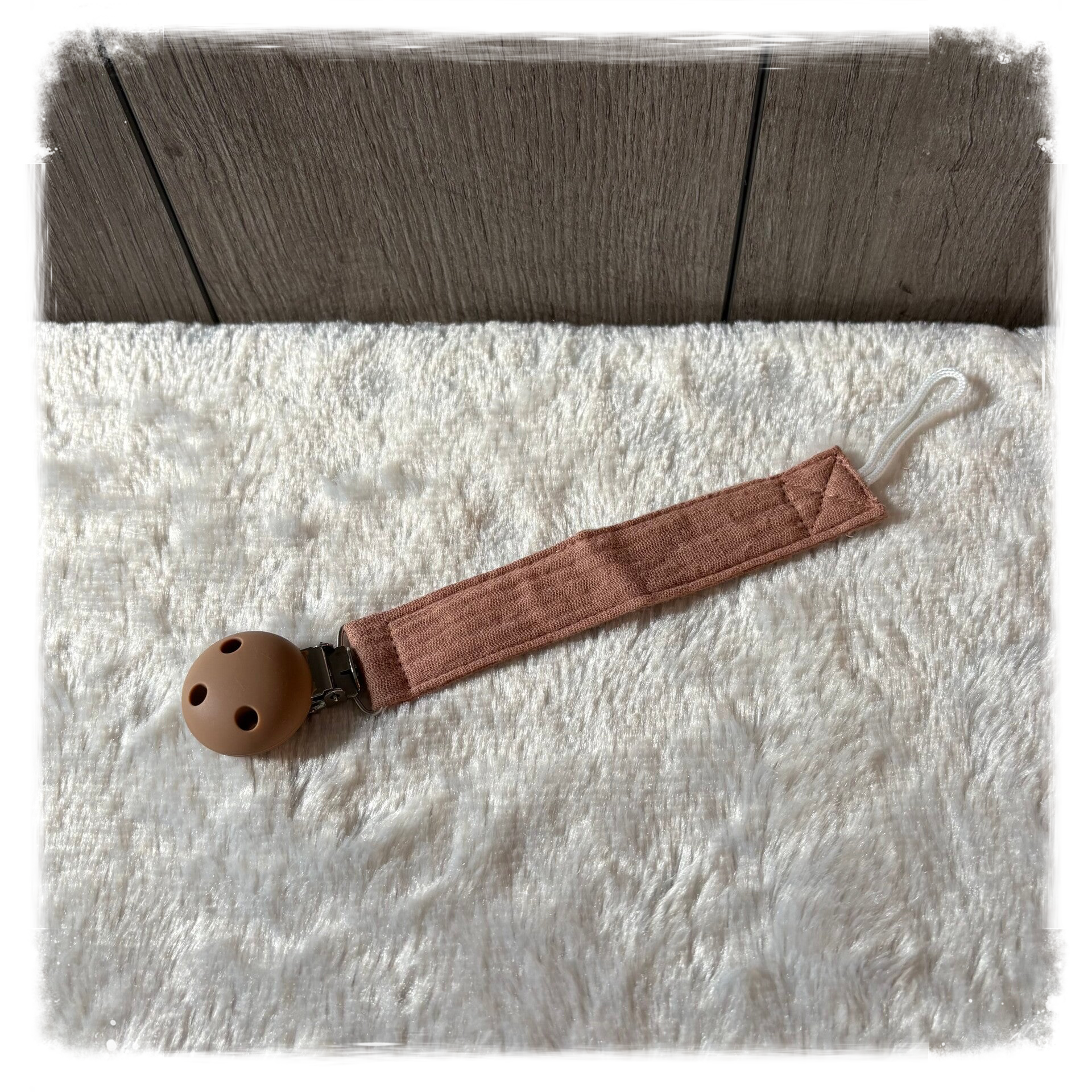 Speenkoord caramel (met naam)