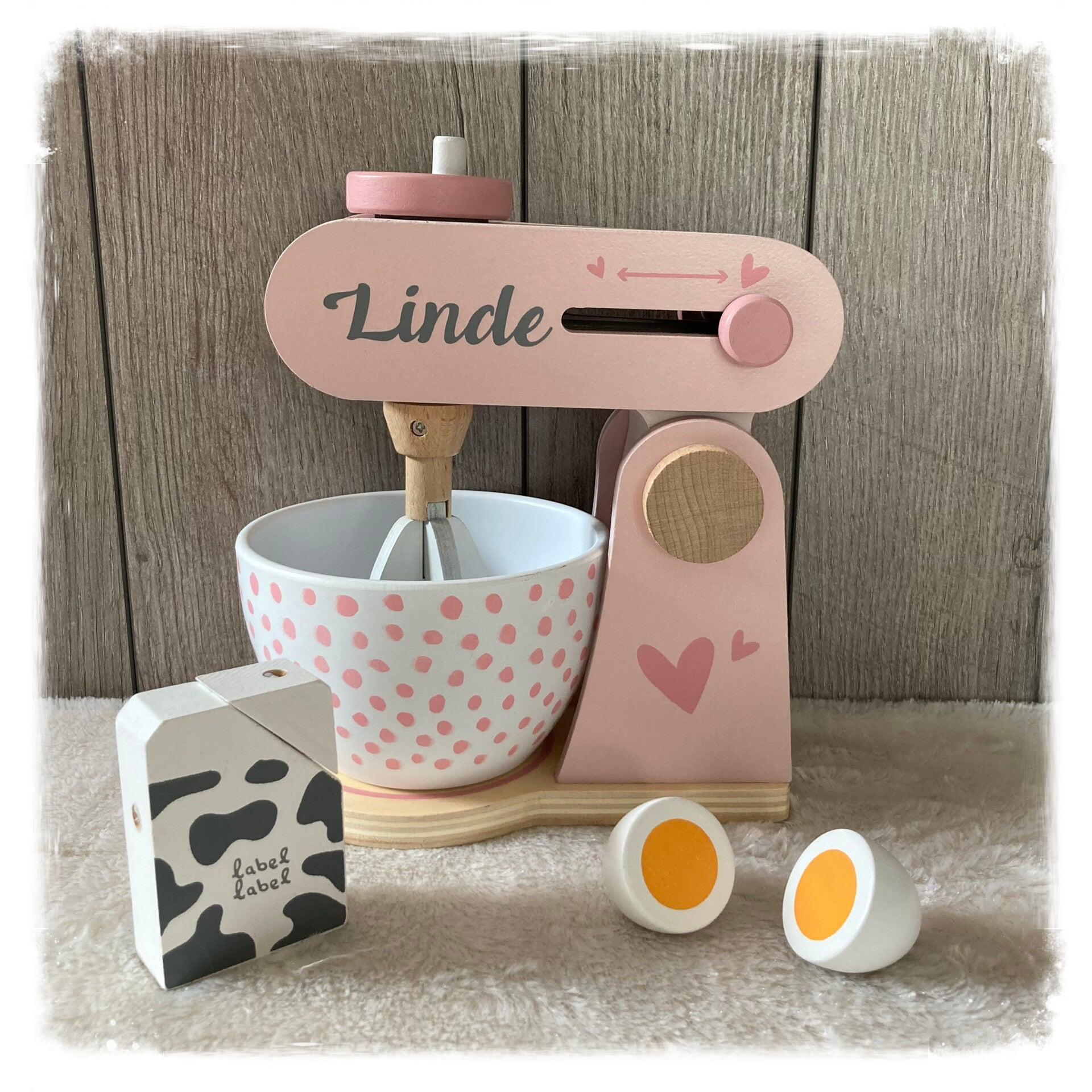 Label Label Keukenmachine roze (met naam)