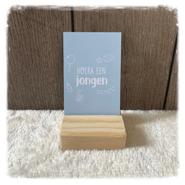 Minikaartje 'Hoera een Jongen' blauw