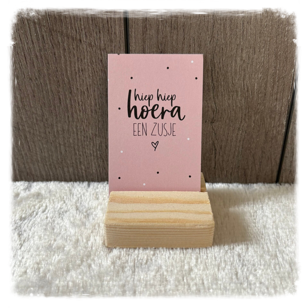 Minikaartje 'Hiep Hiep Hoera een Zusje'