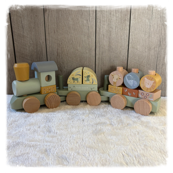 Houten blokkentrein Safari Friends