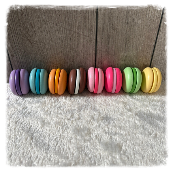 Macarons van hout met klittenband