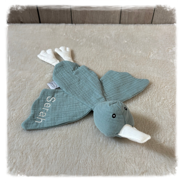 Tutdoekje Eend, stone green (met naam)