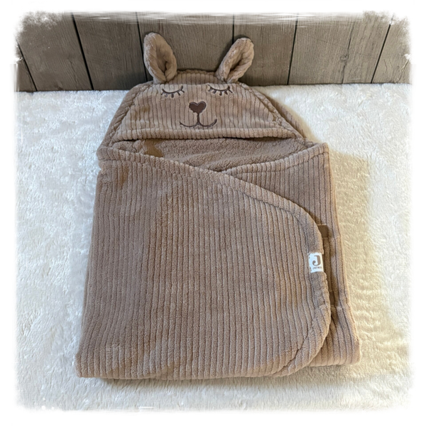 Jollein Wikkeldeken Bunny Cloudy Rib - Milky Coffee