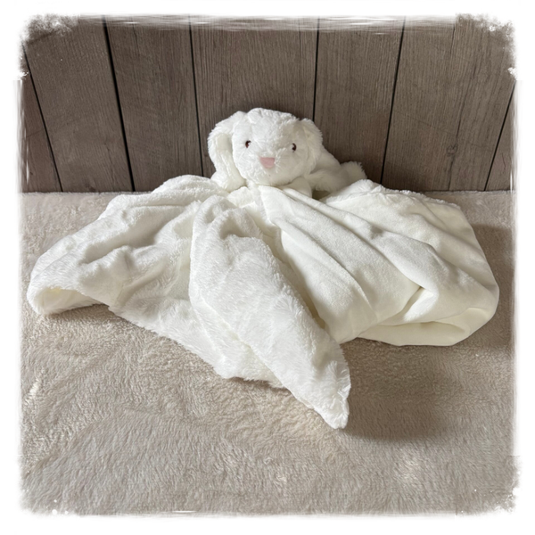 Pluchen deken met konijnenkopje (met naam)