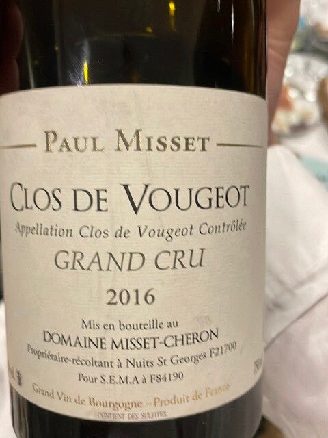 Clos de Vougeot grand cru rouge 2016 Domaine Misset Cheron