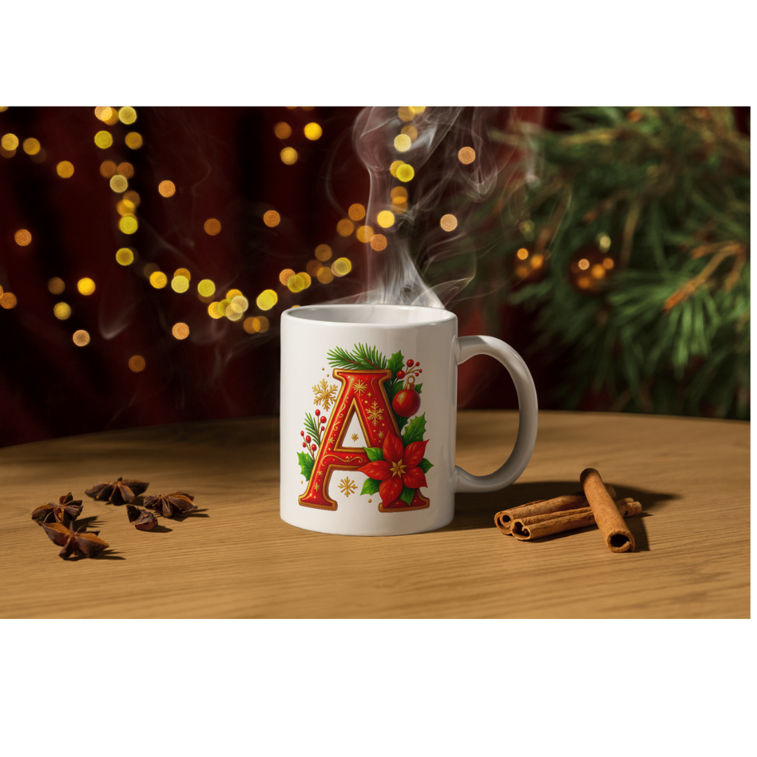 Personalisierte Weihnachtstasse mit Buchstaben oder Namen