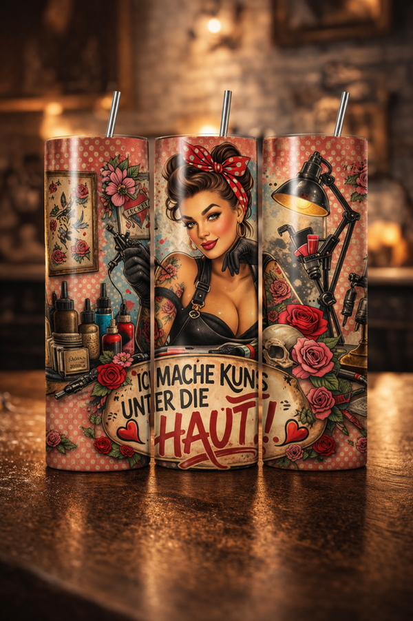 Tätowiererin Becher „Ink Queen“ – 20oz Skinny Tumbler