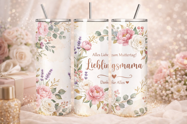 20oz Tumbler "Blütentraum" – Elegantes Aquarell-Design zum Muttertag