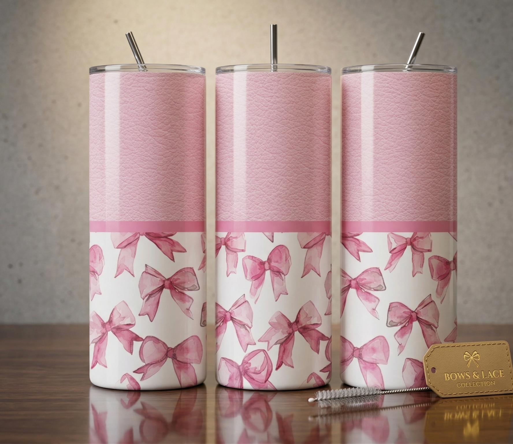 Tumbler „Pink Bows“ – Coquette Style Edelstahlbecher (20oz / 590ml) - personalisierbar
