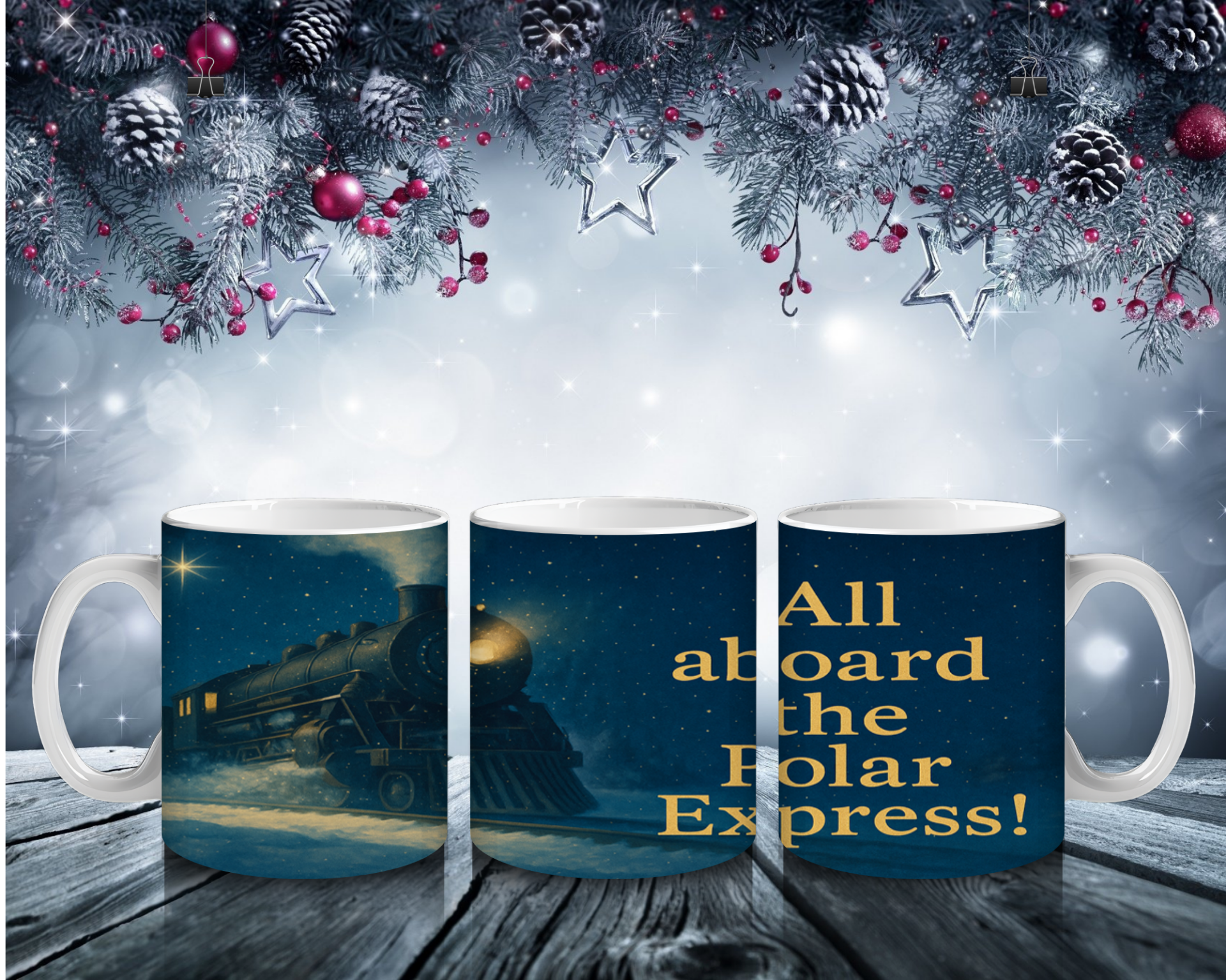 All Aboard the Polar Express – Retro Weihnachtstasse