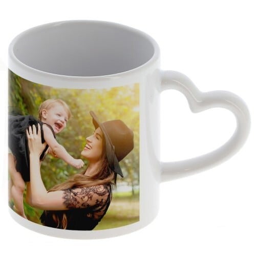 Mug céramique Blanc - Anse cœur